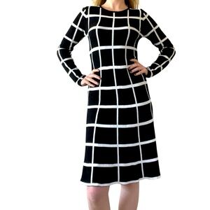 NWOT! COCOBLEU New York Black & White Grid Knit Dress – Size: 2X